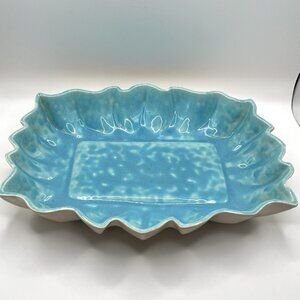 Mid Century California Art Pottery Bowl Turquoise Glaze Los Angeles Signed 600